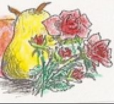 Logo des Obst- und Gartenbauvereins Bönnigheim: gezeichnete Birne mit Rosen